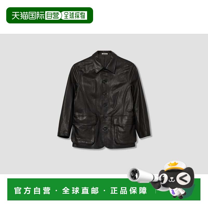 1h可退 香港直邮AURALEE 女士 A26SB01BL 织纹羔羊皮黑色套头上衣