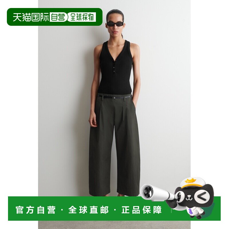 自营欧洲直邮COS 女士黑绿色棉质褶裥气球裤短裤阔腿裤休闲裤图片