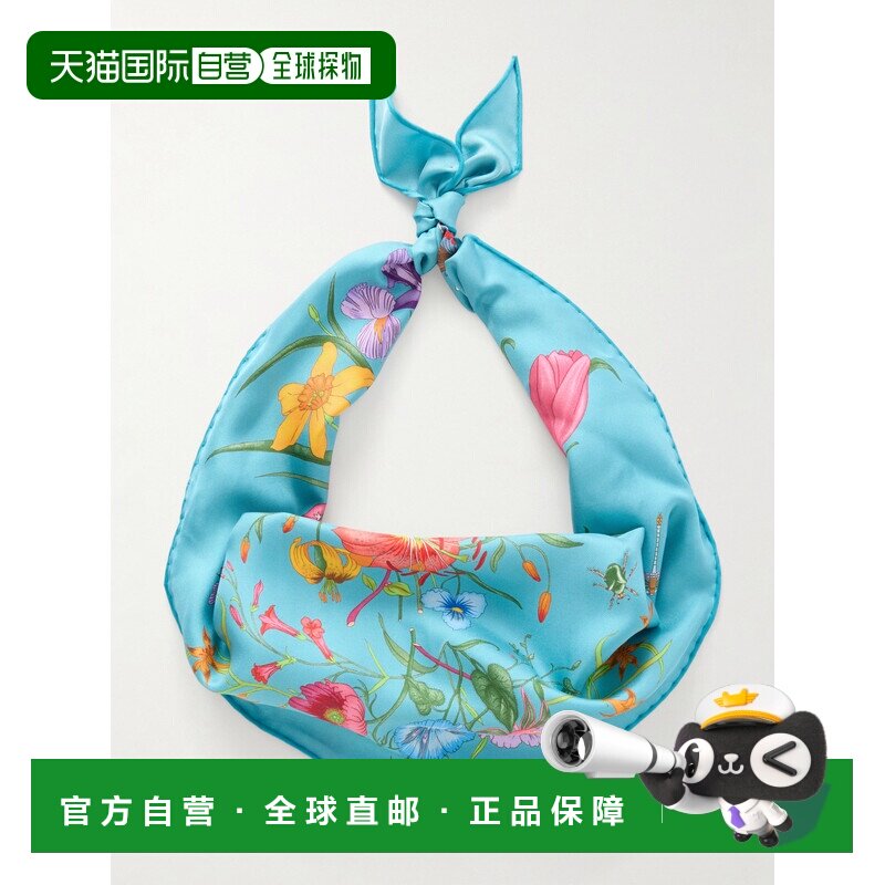1h可退 美国直邮Gucci 古驰 女士 花朵花卉图案真丝-斜纹围巾 A00