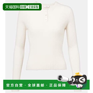 香港直邮VINCE 女士 羊绒真丝亨利领衬衫 white 白色时尚舒适通勤