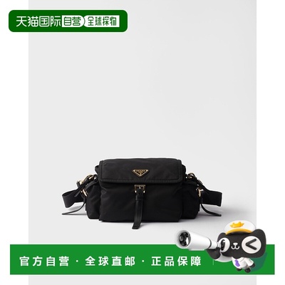 自营欧洲直邮Prada普拉达 Explore系列女士黑色再生聚酰胺金属三