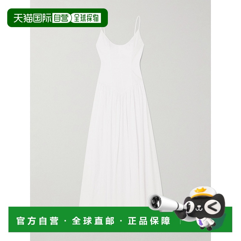 1h可退 香港直邮Staud 女士 Dena 褶裥棉府绸长款连衣裙 R24S2109