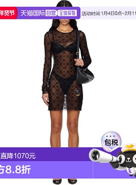 香港直邮Marine Serre 女士 黑色 Moonogram Mesh Flock 连衣裙 W