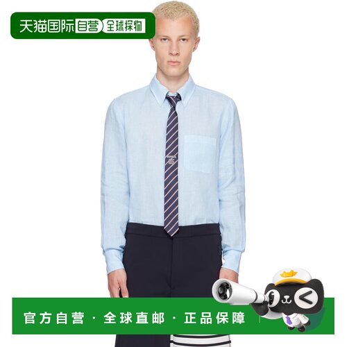 1h可退 香港直邮Thom Browne 汤姆 布朗 男士 蓝色 Linen 4-Bar