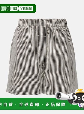 1h可退 香港直邮The Frankie Shop 女士 Lui 条纹短裤 black黑色