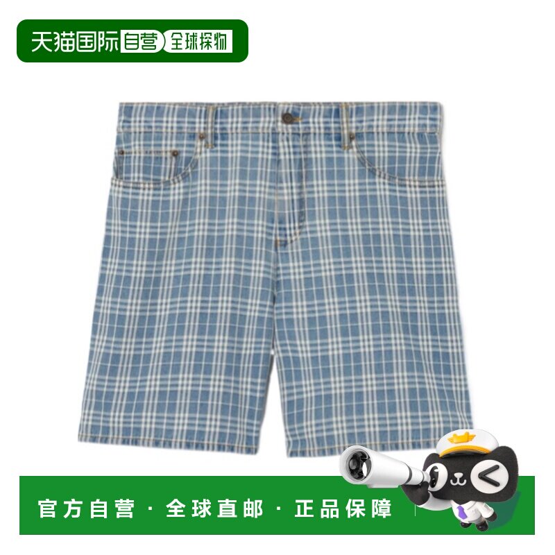 香港直邮BURBERRY/博柏利 男士 格纹牛仔短裤 26FW【付后1h可退】