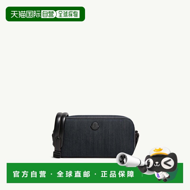 自营欧洲直邮Moncler盟可睐 CARLO男士深蓝色牛仔单肩包斜挎包