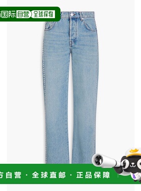 香港直邮Maje 女士 铆钉高腰直筒牛仔裤 MFPJE00527BLEU直筒裤