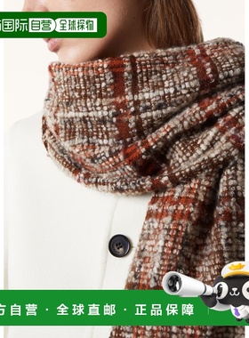 自营欧洲直邮Loro Piana 女士红色拼色羊绒围巾