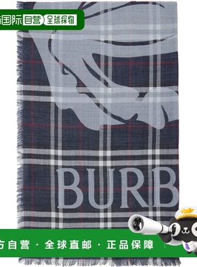 香港直邮Burberry 巴宝莉 女士 海军蓝 Wide EKD Check Wool Silk