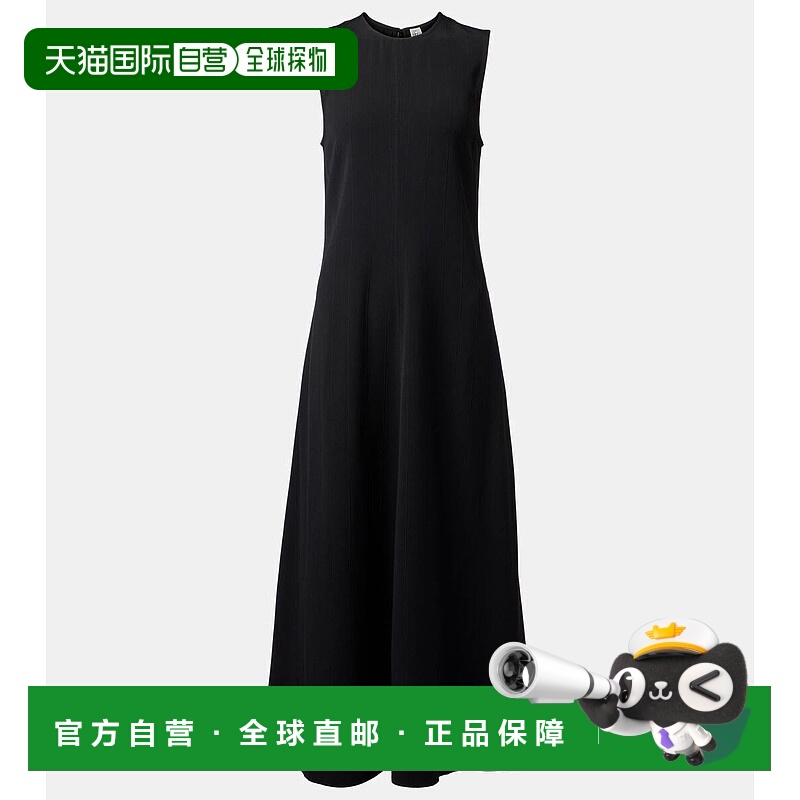 香港直邮TOTÊME 女士 条纹长款连衣裙 black黑色 舒适时尚
