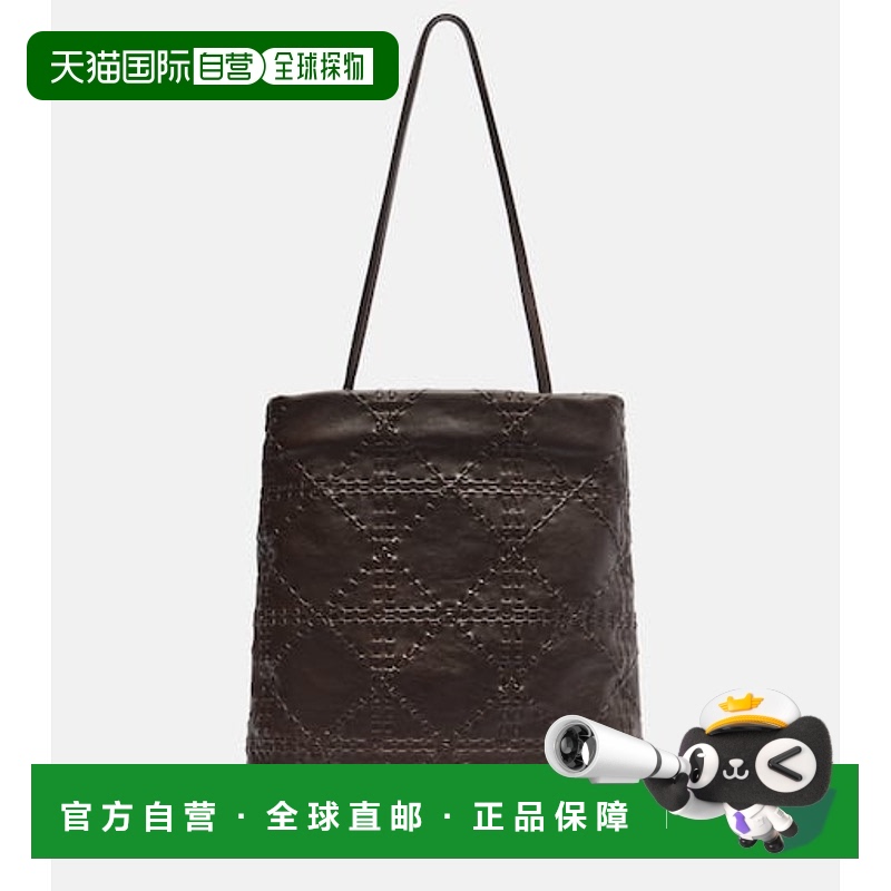 1h可退 香港直邮The Row 女士 Lilou 刺绣皮革肩包 brown棕色 舒