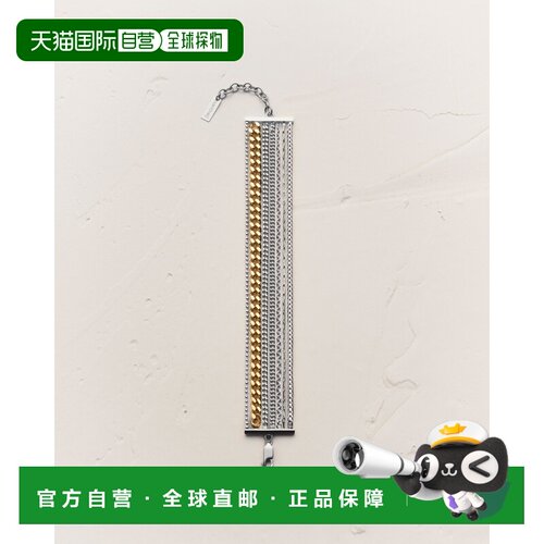 自营欧洲直邮YSL圣罗兰 女士灰金色/黄金色再生金七链手链