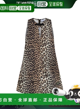 1h可退 香港直邮GANNI 甘尼 女士 v领连衣裙 W0474 yellow黄色 舒