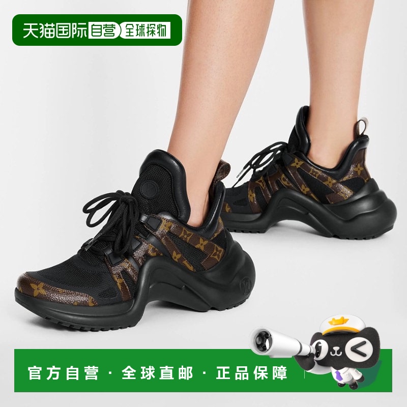 自营1h可退 欧洲直邮LV路易威登 女士黑色帆布科技面料休闲运动鞋