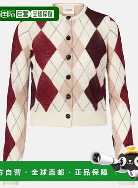 1h可退 香港直邮KHAITE 女士 Charli 菱形羊绒马海毛针织开衫