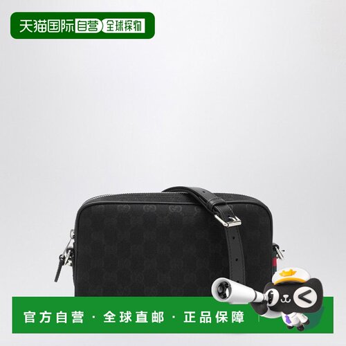 香港直邮GUCCI 男士单肩包 834802FAEPS1060 AW2025 黑色 GG 帆布