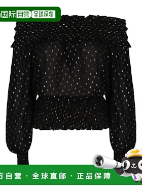 1h可退 香港直邮Self-Portrait 女士 黑色金色雪纺上衣 RS26156TB