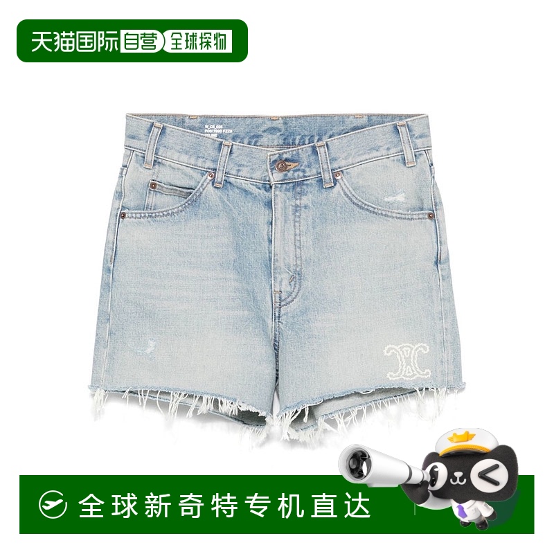 1h可退香港直邮Celine思琳女士腰带环牛仔短裤 RP06I789D