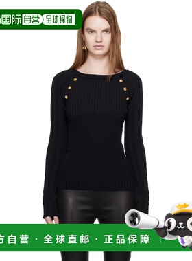 1h可退 香港直邮Balmain 巴尔曼 女士 黑色 Knit Buttons 针织衫