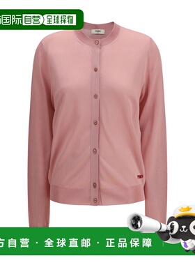 香港直邮Fendi 芬迪 女士 圆领粘胶纤维刺绣徽标针织开衫 FZE574A