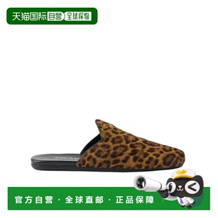 拖鞋 1S008OL8HFDD05女鞋 豹纹图案皮革穆勒鞋 香港直邮Prada