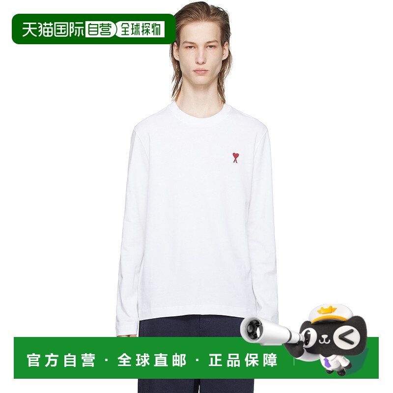 1h可退 香港直邮Ami Paris 男士 白色 Ami de Cœur 长袖 T 恤 UTS