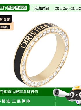 自营1h可退 欧洲直邮DIOR/迪奥 女士金黑混色饰面金属嵌白色水晶