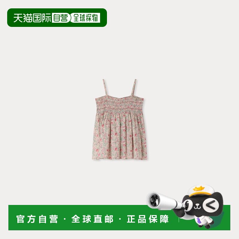 欧洲直邮Bonpoint小樱桃 Apolline 女孩棉质手工褶皱吊带衬衫