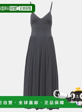 香港直邮KHAITE 女士 Elio 褶裥羊毛中长连衣裙 grey灰色 舒适时
