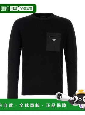 1h可退 香港直邮Prada 普拉达 男士 黑色羊毛毛衣 UMB049SWMO1W4X