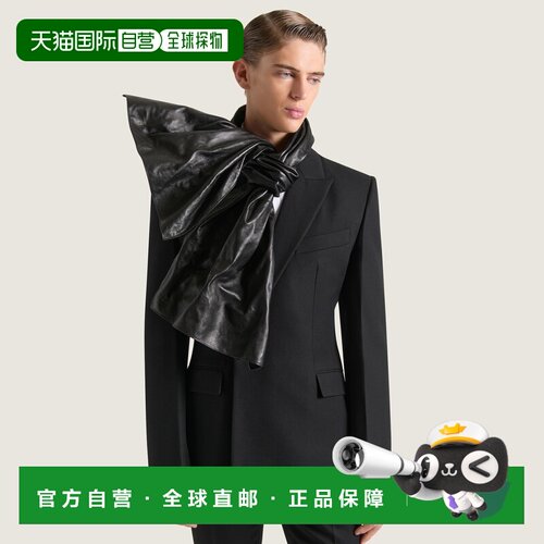 自营欧洲直邮Givenchy纪梵希 男士黑色皮革大款围巾