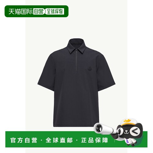 欧洲直邮盟可菱 (MONCLER) 短袖半拉链衬衫，带标志男装