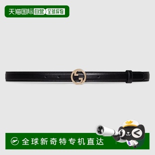 欧洲直邮Gucci古驰Blondie系列女士黑色皮革细腰带