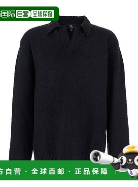 香港直邮Represent 男士 Trims 黑色长袖经典款衣领罗纹棉混纺弹P