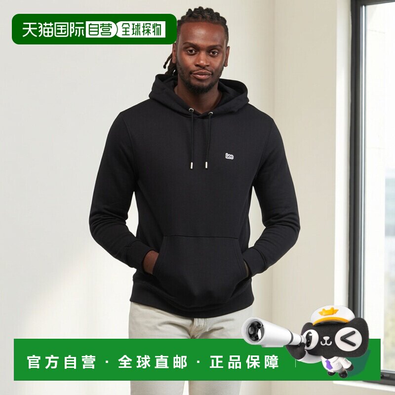 欧洲直邮Lee衣服男套头运动衫卫衣黑色PLAIN HOODIE