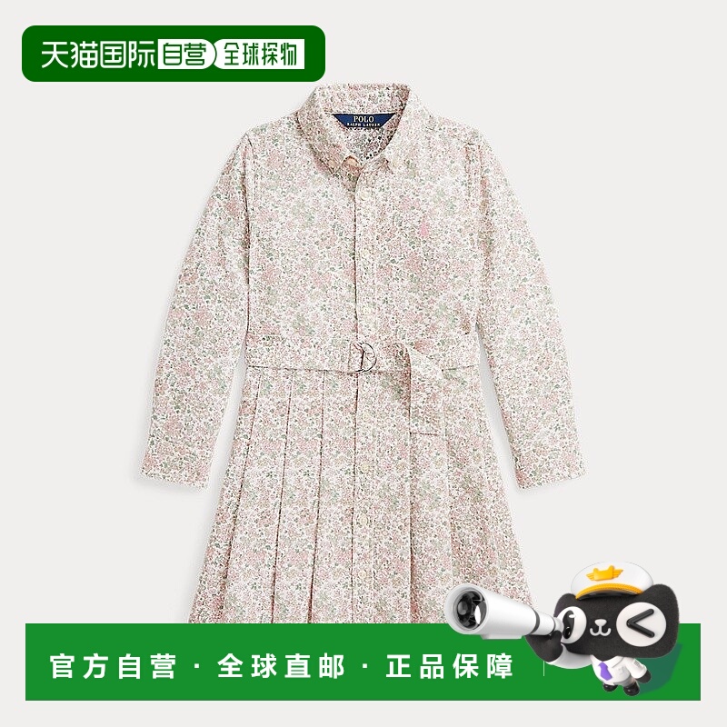 自营欧洲直邮RalphLauren拉夫劳伦 系腰带花卉天鹅绒衬衫裙