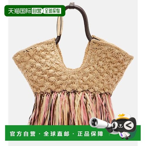 1h可退 香港直邮ZIMMERMANN 女士 Goldentime 小号拉菲草编织手提