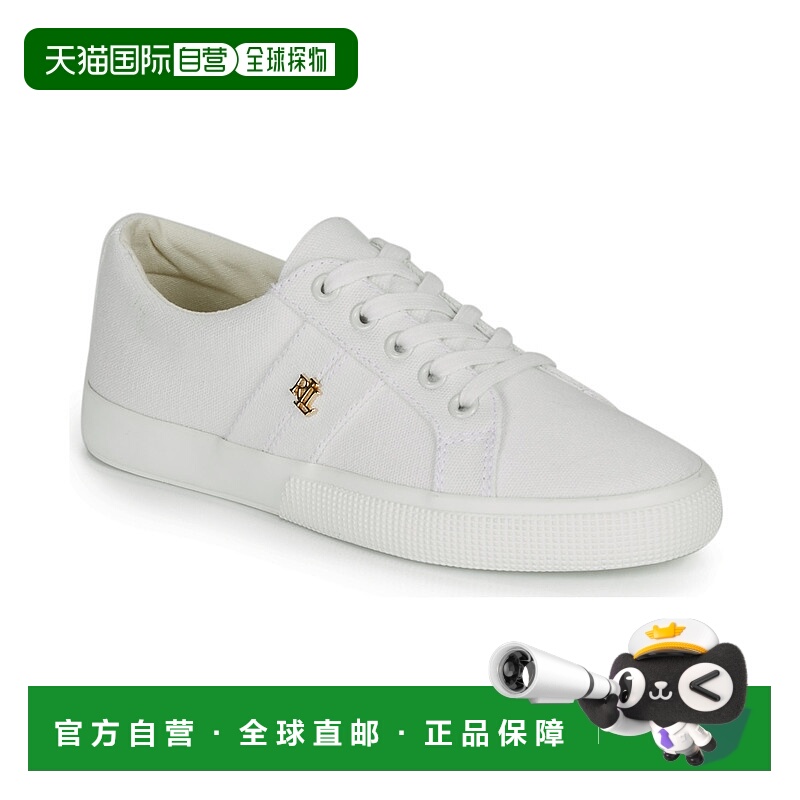 欧洲直邮lauren ralph lauren 女白色皮革平底低帮百搭休闲鞋