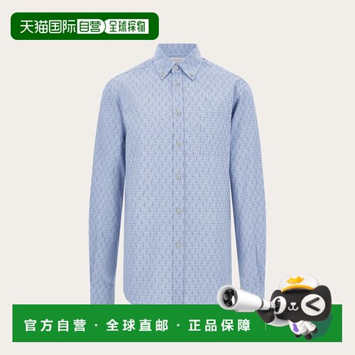 自营欧洲直邮Ferragamo菲拉格慕 男士有机棉牛津衬衫