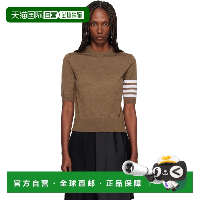 香港直邮Thom Browne 汤姆 布朗 女士 棕色 Fine Merino Wool 4-B
