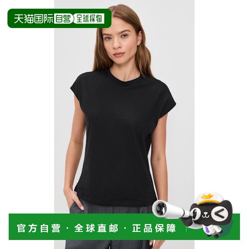 1h可退 美国直邮THEORY 希尔瑞 女士 Bind 领宽松款T恤 black黑色