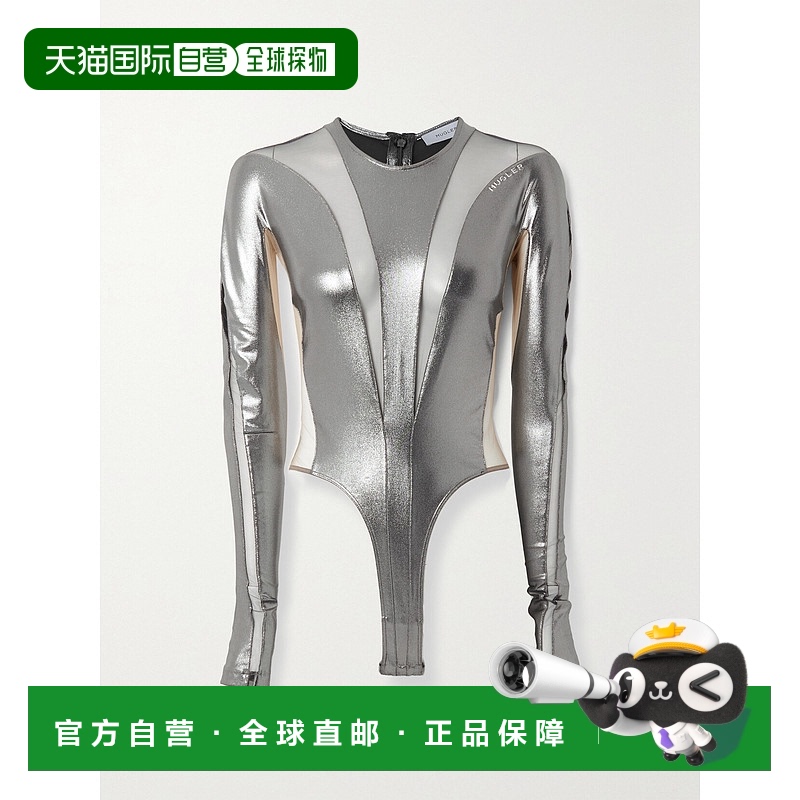 香港直邮Mugler 穆勒 女士 金属感弹性针织薄纱连体衣 23S1BO0156
