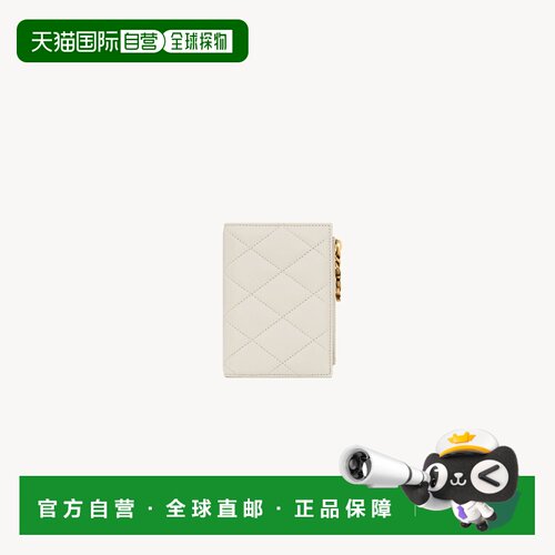自营欧洲直邮YSL圣罗兰 CASSANDRE BIJOU女士白色羊皮革双折钱包