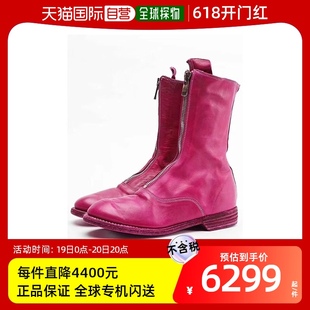 香港直邮GUIDI 玫红色拉链靴子