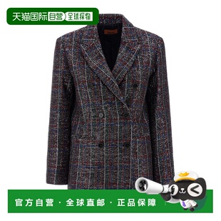 香港直邮Missoni 亮片格纹西装外套 DS25WF09BC005VS91R4翻领
