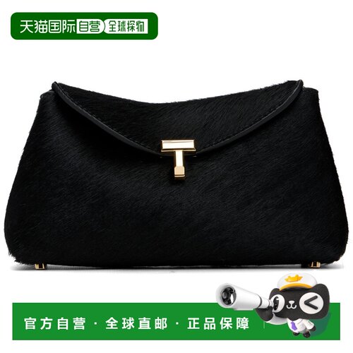 1h可退 香港直邮toteme 女士 黑色迷你 T-Lock Pony Hair 手拿包