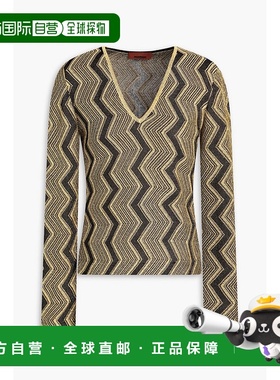 香港直邮MISSONI 米索尼 女士 锯齿形 V 领直下摆套衫 DS24WN1WBK