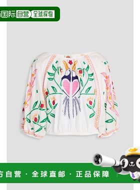 1h可退 香港直邮FARM RIO 女士 短款刺绣棉质上衣 306110OFFWHITE
