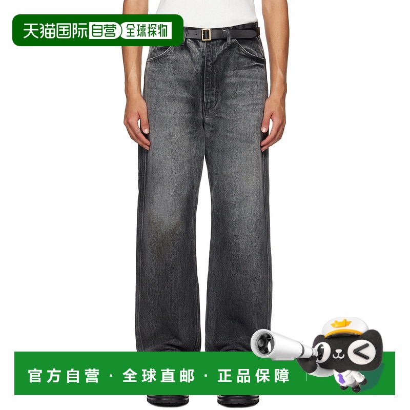 1h可退 香港直邮AURALEE 男士 黑色 Selvedge Faded Heavy Painte